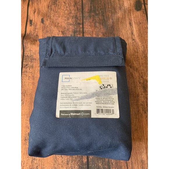 Mainstays Twin Bedskirt 39" X 75" X 14" Drop Blue Olefin & Polyester - Picture 1 of 2